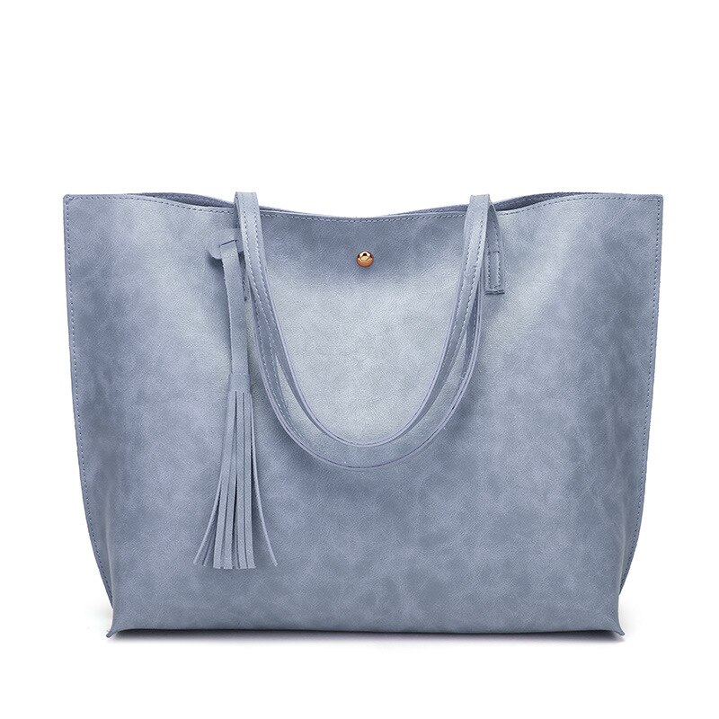 Bolso de mano de piel sintética con grande para mujer, bandolera de piel sintética con cera de aceite, borla, 01-SB-ylssst: 3