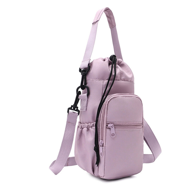 Water Bottle Holder with Strap, Insulation Water Bottle Carrier Bag with Phone Pocket, Water Bottle Sling Bag Crossbody: Light Grey