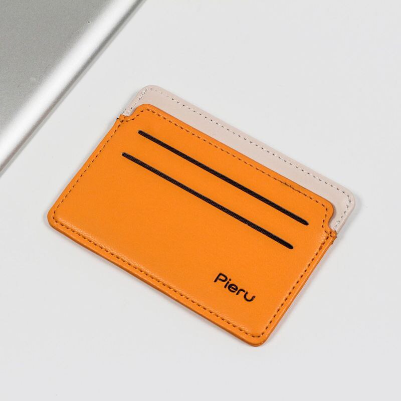 Meerdere Kaartsleuven Kaarthouder Ultra-Dunne Pu Lederen Portemonnee Stiksels Bank Zaken Id-kaart Houder Wallet Case Voor mannen Vrouwen: Oranje