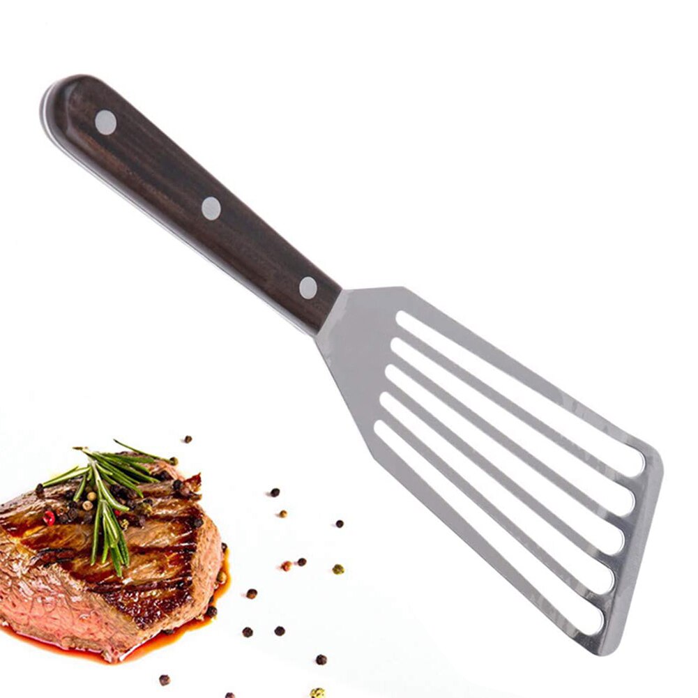 Fish Turner Set Fish Spatula With Wooden Handle Stainless Steel Fish Slice For Cooking Slotted Spatula Turner Cookware For BBQ
