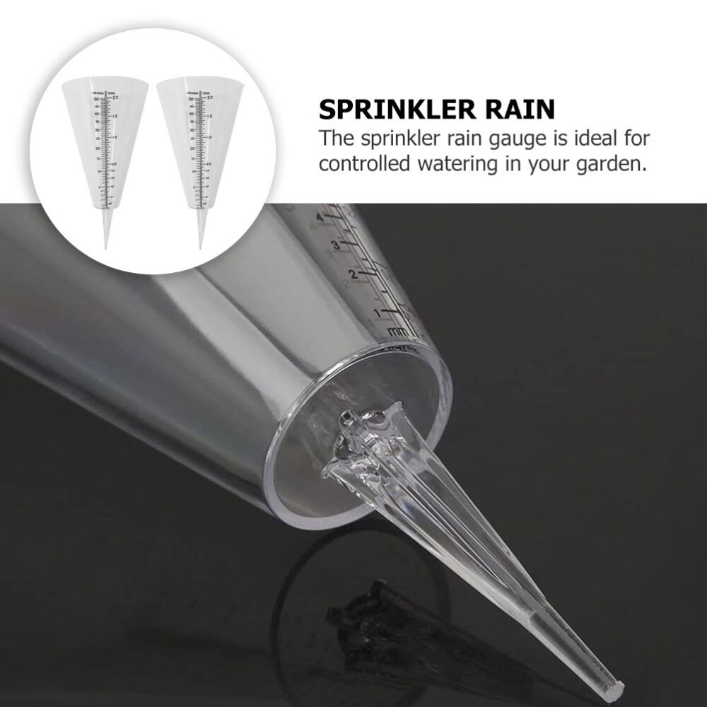 2pcs Cone Shaped Rain Gauge Plug Measuring Cup Transparent Rainfall Gauge