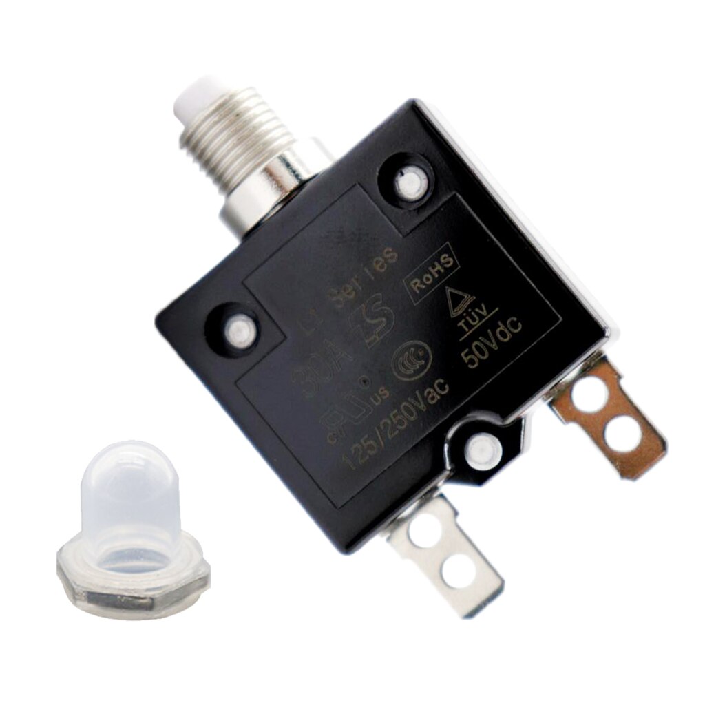 125/250V AC 30A Switch Push Reset Button Circuit Breaker Overload Protector