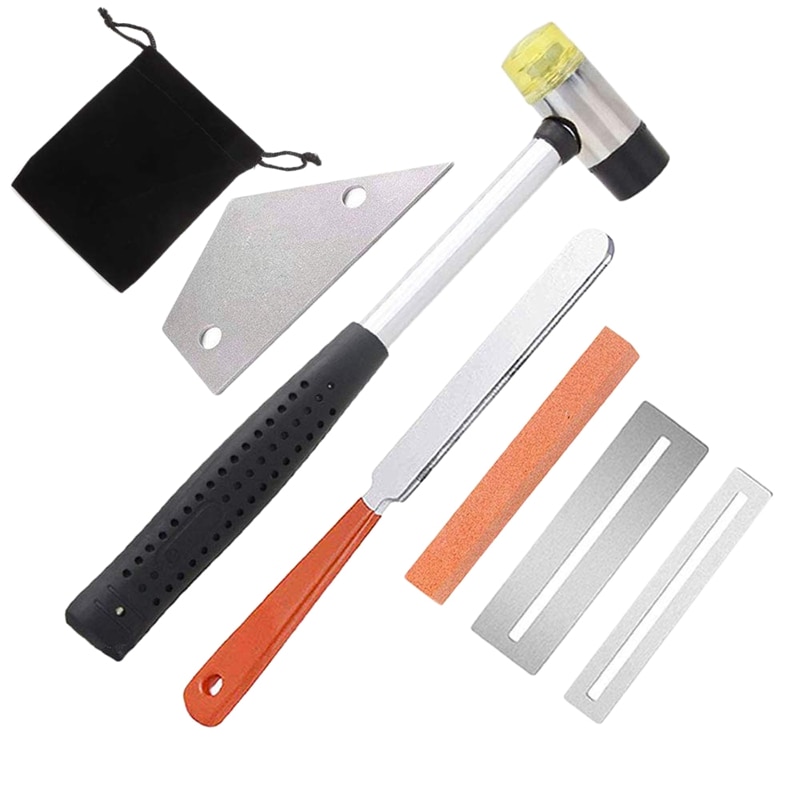 La trousse à outils de Luthier de guitare comprend le marteau en caoutchouc de Fret, le fichier de couronnement de Fret de guitare, le nivellement de bascule de Fret, les gardes de touche de 2 pièces Pr: Default Title