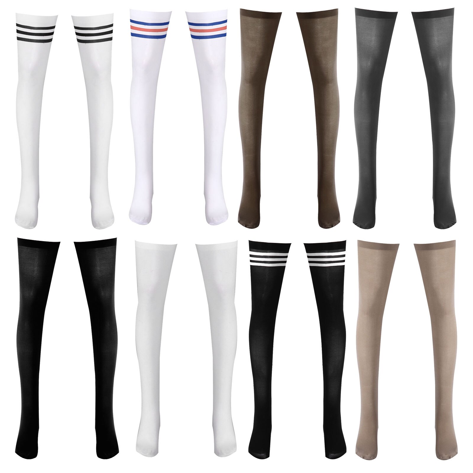 Mannen Gestreepte Overknee Sokken Lange Buis Kous/Open Tenen Kous Vrouwen Zomer Supre Dunne Ademende Sport Voetbal sok