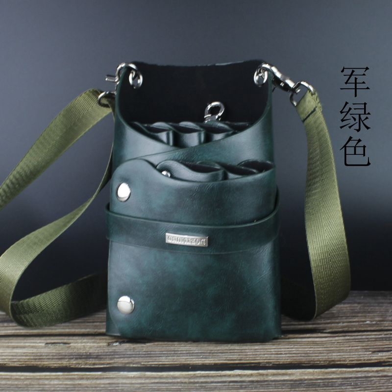 PU Kapper Haar Schaar Tas Kappers Holster Pouch Holder Case Bag met Taille Schouder Riem Haar Tool: Army Green