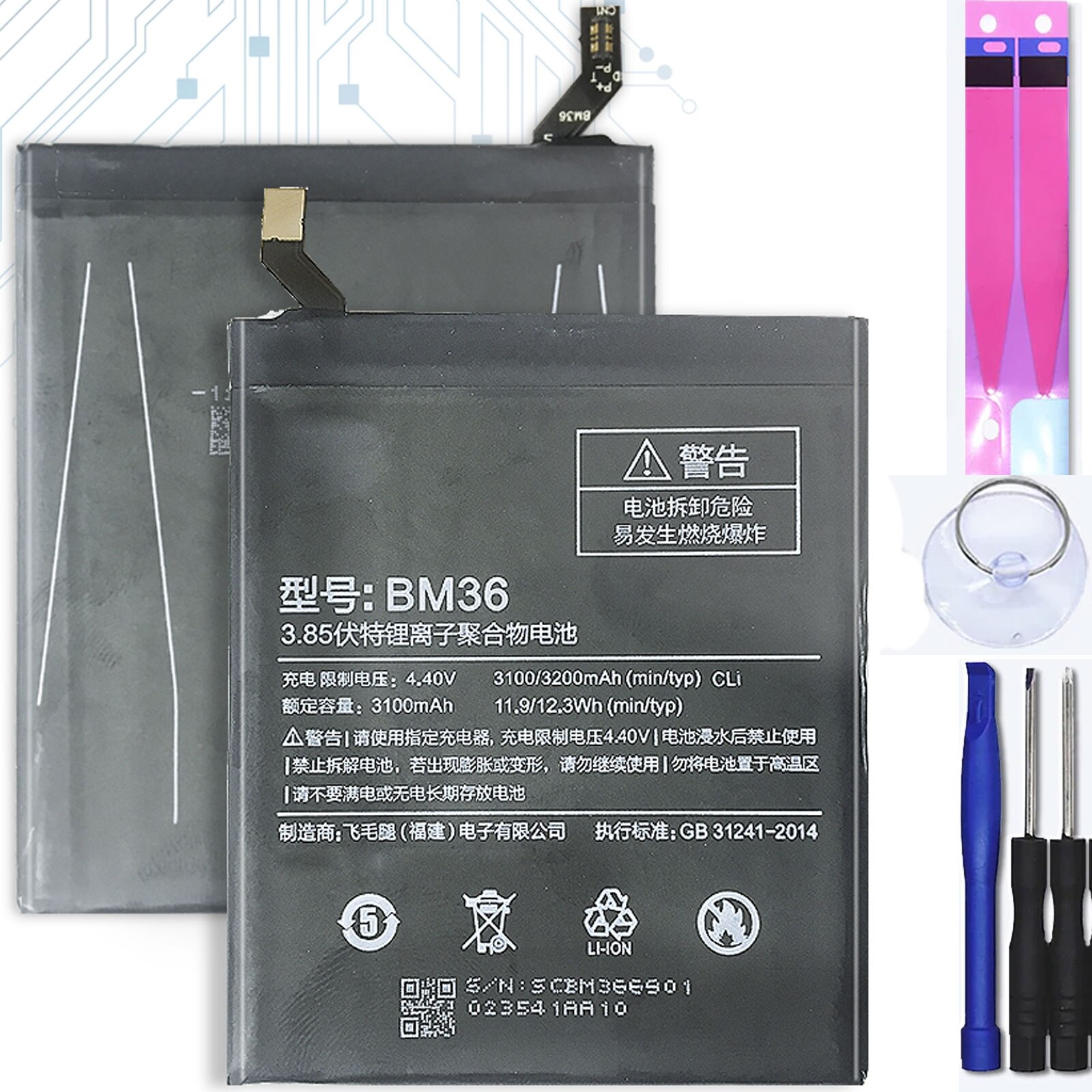 Batterij Voor Xiaomi Mi5S Mi 5S Rode Mi 5S, Mpn Originele: Bm36