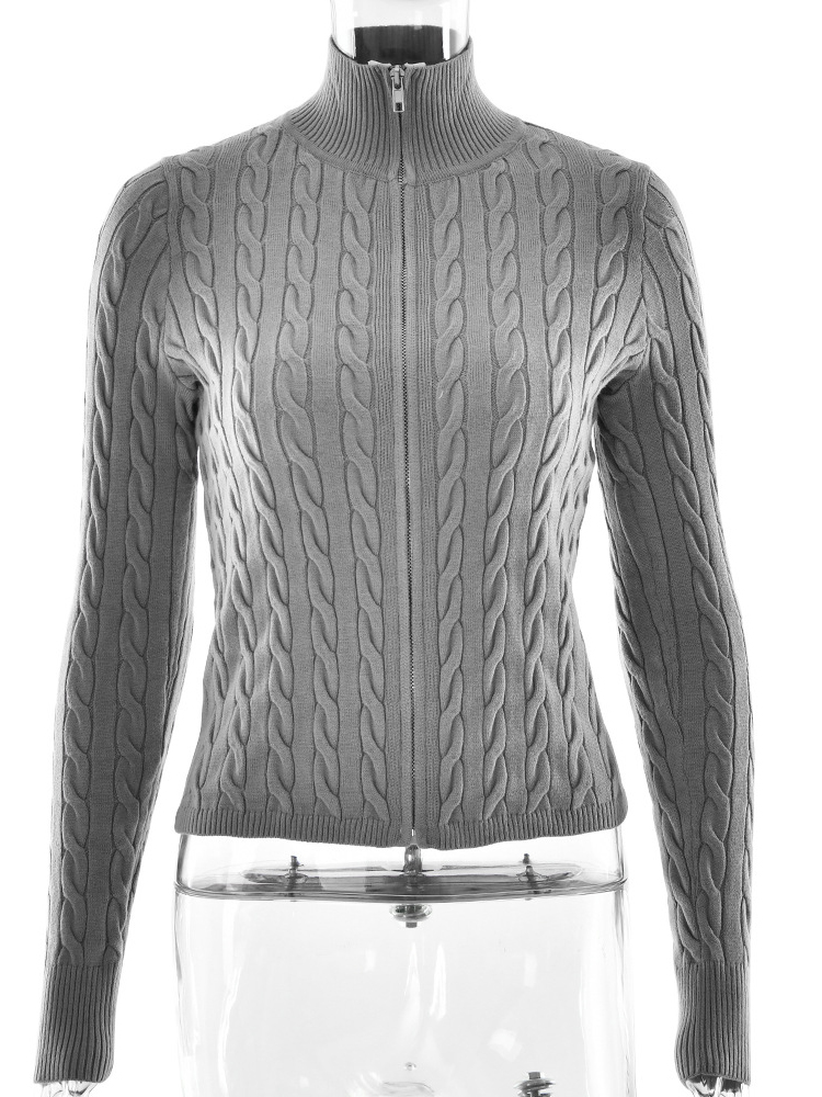 Fantoye gebreide coltrui met rits dames trui geel lange mouwen warme trui dames herfst effen casual streetwear