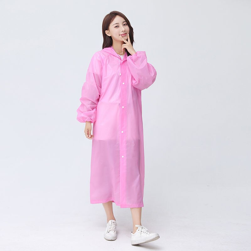 Chubasquero no desechable para adultos, Poncho grueso de una pieza, para viajes, para estudiantes: Rosa
