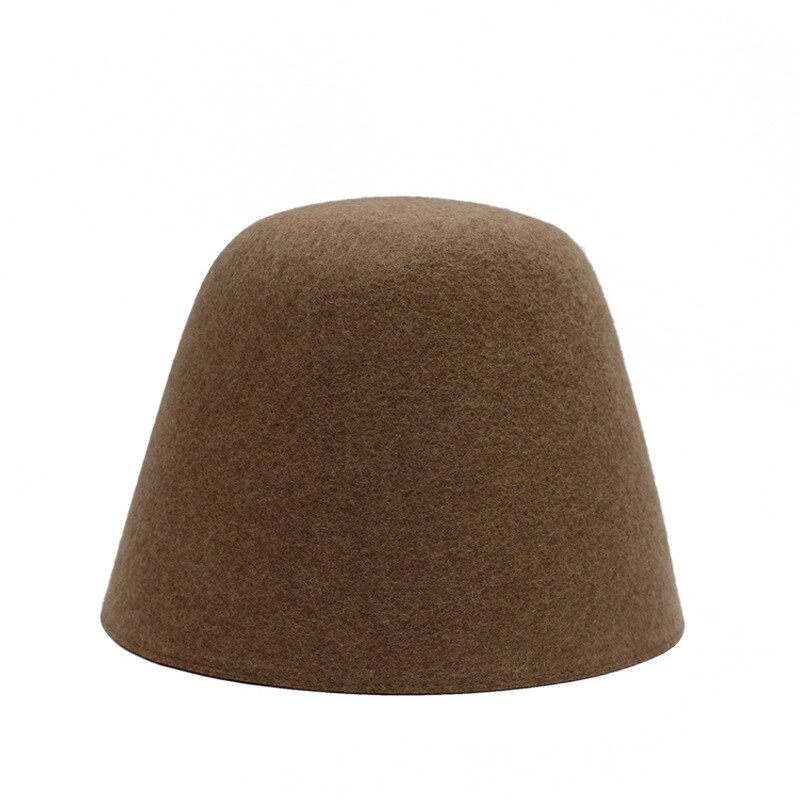 Hat Women Fisherman Hat Autumn And Winter Outdoor Wool Bucket Hat Japanese Solid Color Bell Shaped Cap Men Bucket Hat: 01