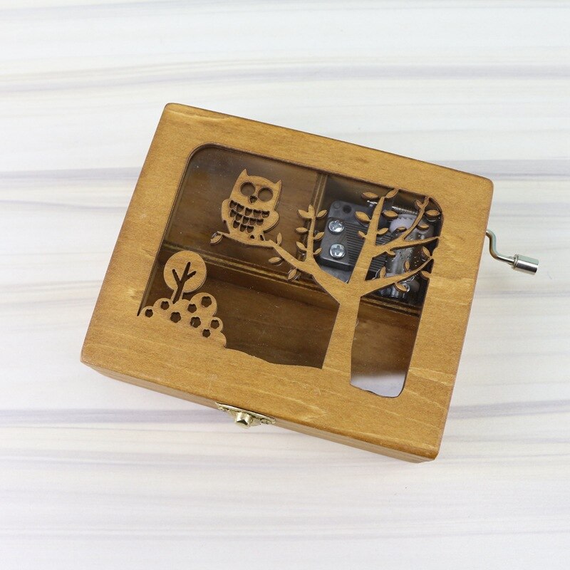 Forest animal hand-cranked music box home boutique birthday crafts ornaments: Owl