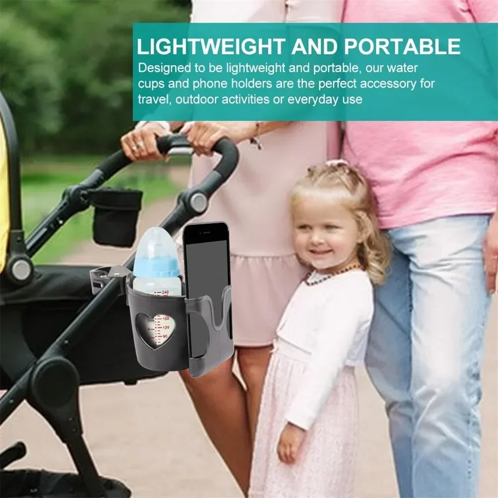 2-in-1 kinderwagen bekerhouder telefoonhouder multifunctionele universele babyflessenhouder kinderwagenaccessoires bekerhouder