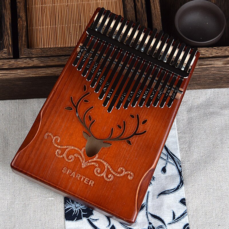 17 Keys Bull Kalimba Thumb Piano Mahogany Body Musical Instrument best and price: reindeer coffee GUD