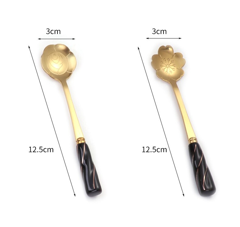 Ceramic Handle Tea Coffee Mixing Spoon Flowers Spoon Dessert Stainless Steel Teaspoons Drink Tableware