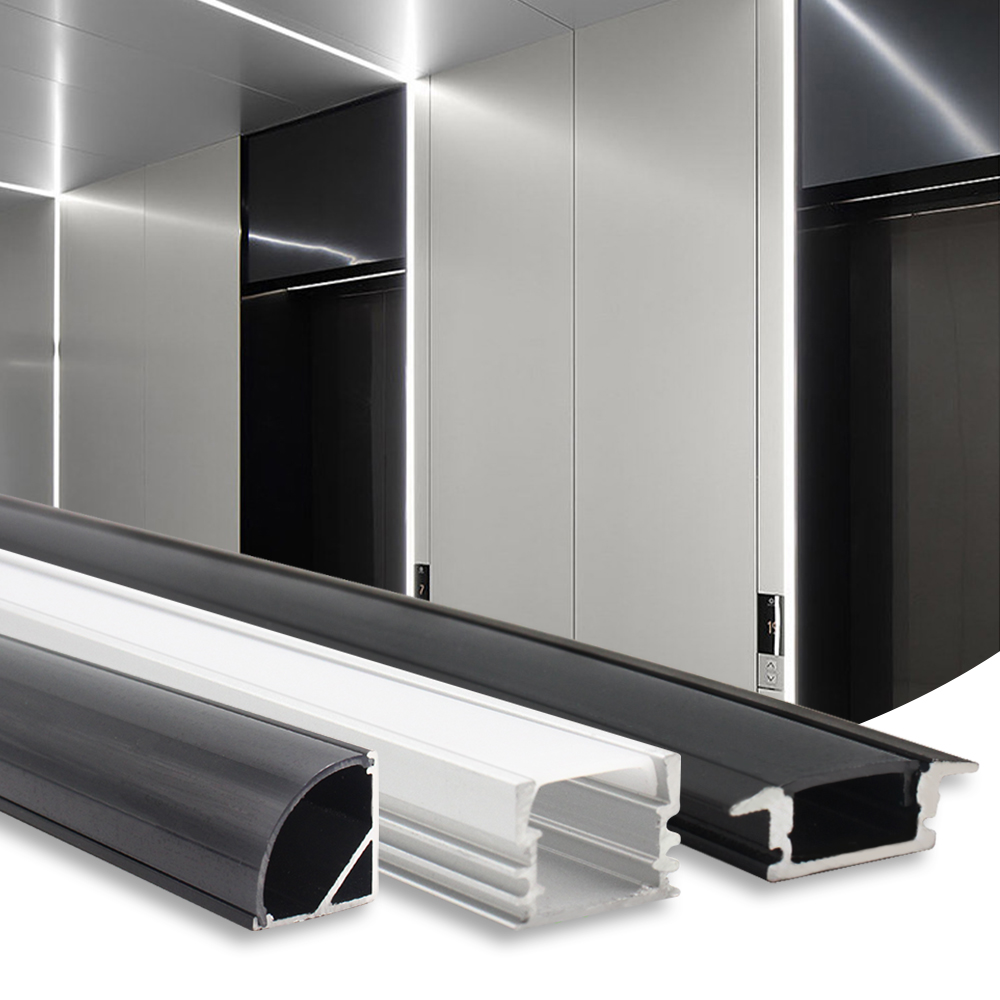 LED Strip Aluminum Profile 50CM Recessed Surface Mounted Aluminium Channel with Diffuser PC Cover for 8mm 10mm Linear Lighting