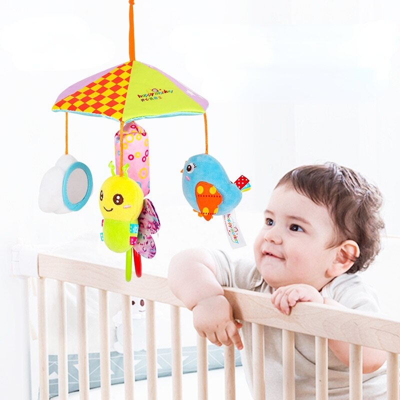 Baby Rammelaars Wieg Mobiles Speelgoed Dier Kikker Roterende Bed Bel 0-12 Maanden Baby Houder Kids Paraplu Roterende wind Chime