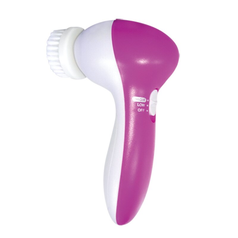 5 in 1 Electric Facial Cleanser Wash Face Cleaning Machine Skin Pore Cleaner Body Cleansing Massage Mini Beauty Massager Brush: Purple