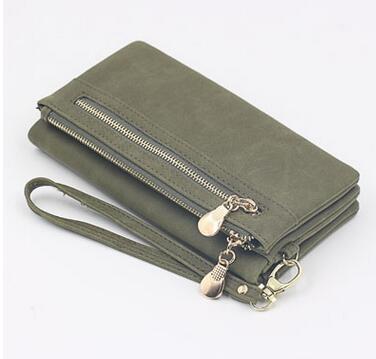 1pcs/lot High Capacity Women Wallets Long pu leather wallet female double zipper Coin Purse card wallet