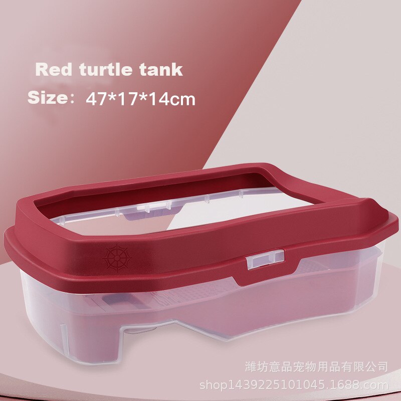 Akvarium tre-lags skildpadde opdrætskasse krybdyrhus med tørringsplatform til brasiliansk skildpaddevandstank: Rød