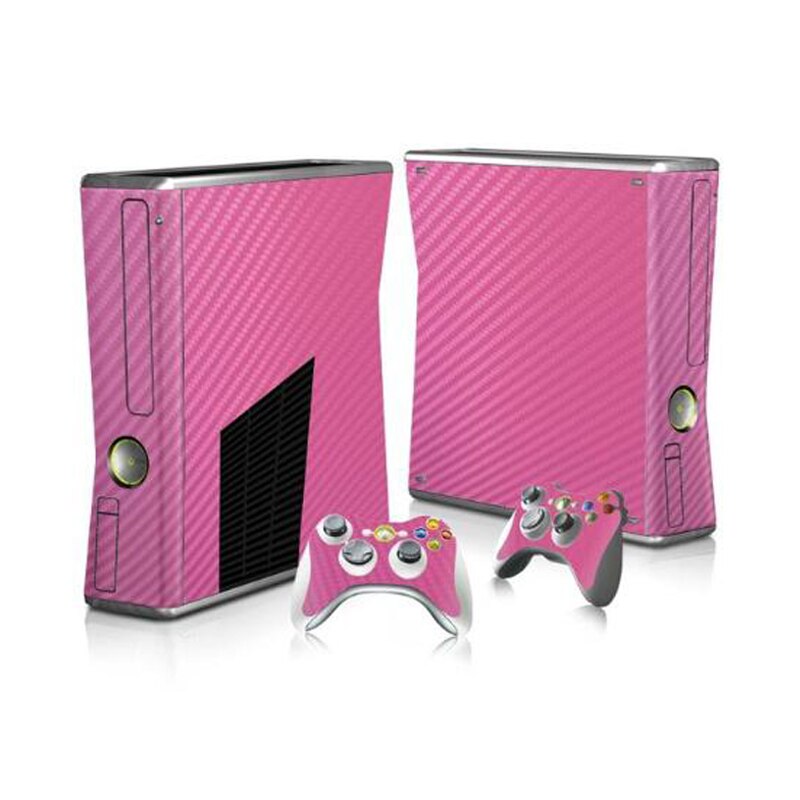 Carbon Fibrei Protector Vinyl Sticker voor Xbox 360 Slim Console met 2 Controller Skins Cover voor Xbox360: 4