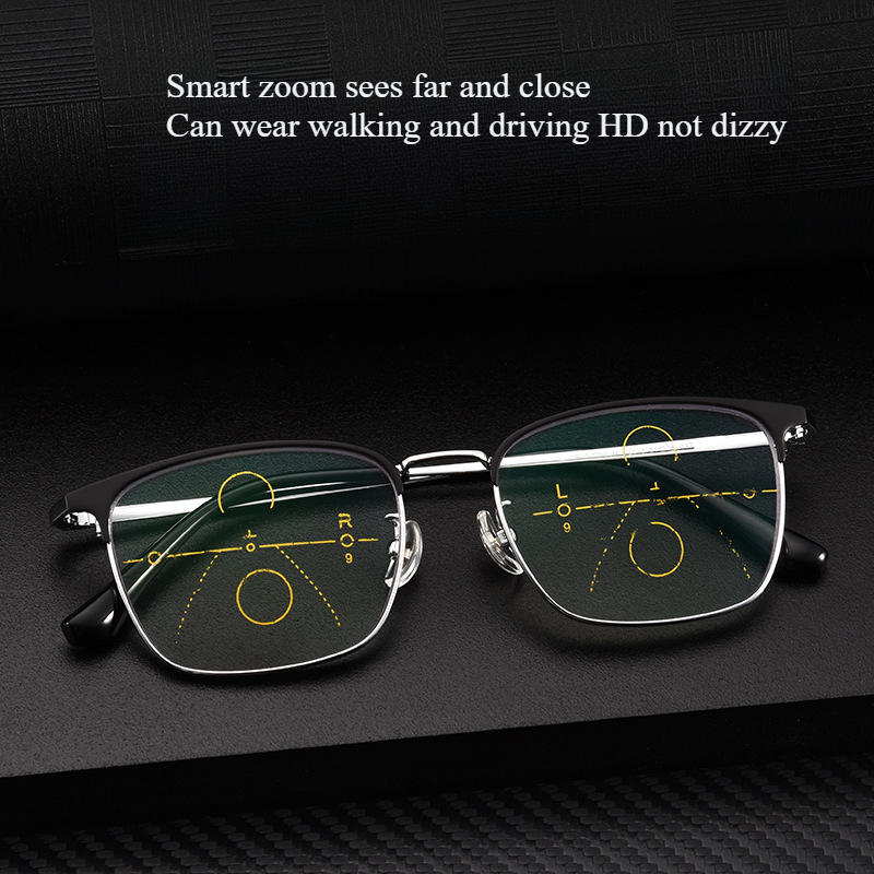 Can See Far To See Near A Body Progressive Multi-focus Anti-blue Light Two-color Reading Glasses