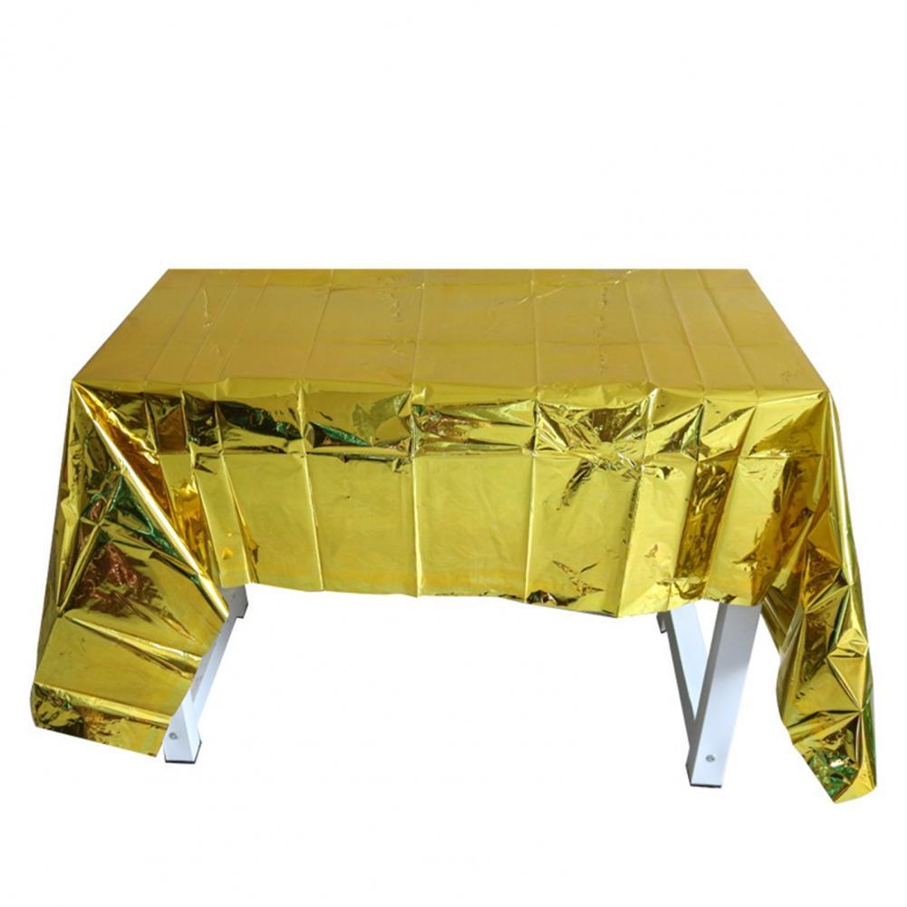 Universal Shiny Table Cloth Party Tablecovers Easy to Use Plastic Tablecloth Shiny for Home: Golden