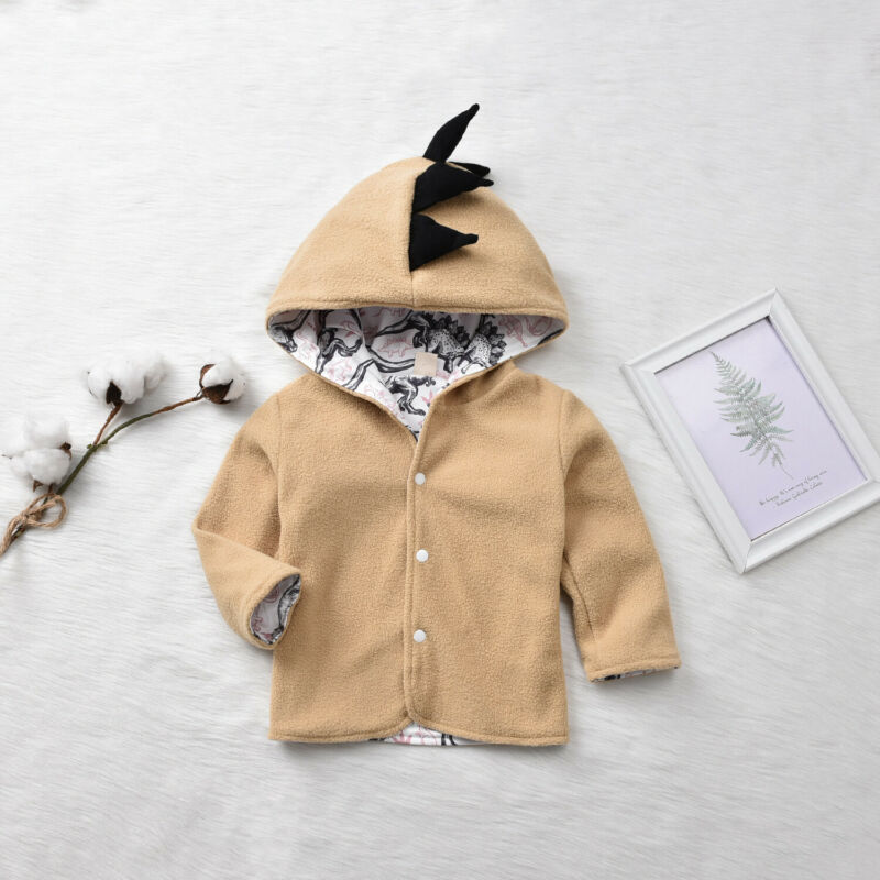 Dinosaurus Jassen Peuter Kids Baby Jongens Meisjes Jassen Hooded Solid Winter Lange Mouw Sweatshirt Tops Rits Casual Jack