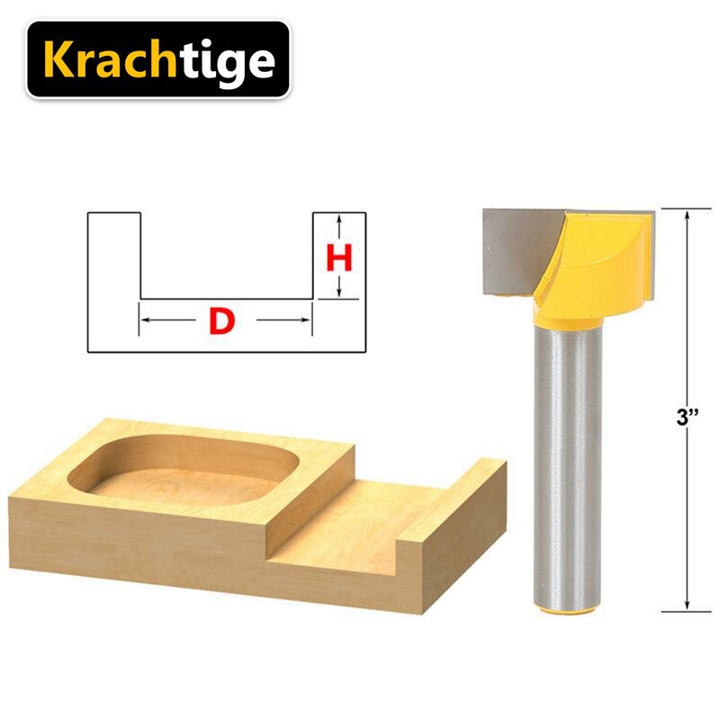 Krachtige Platte Frees 1/4 Schacht Houtbewerking Cnc Insert Router Bit Tungsten Reinigen Bodem Mill Cutter 3/8 1/2 3/4 1