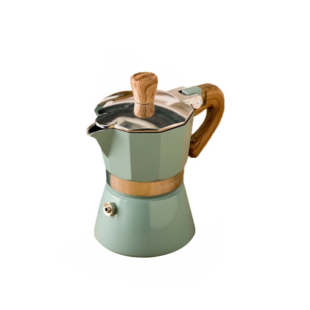 Cafetera expreso Moka italiana de aluminio, percolador, estufa superior, herramientas de cocina, estufa, 150/300ML: Green 150ml