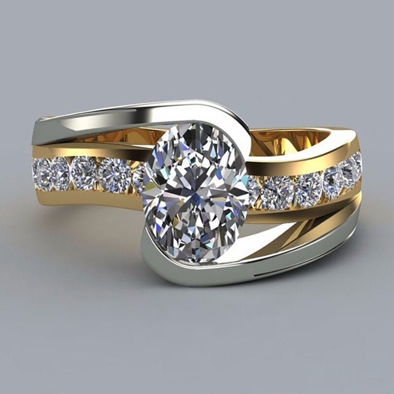 Grote Ovale Witte Zirkoon Ringen Voor Vrouwen Mannen Trendy Vrouwelijke Goud Zilver Kleur Sieraden Wedding Engagement Party