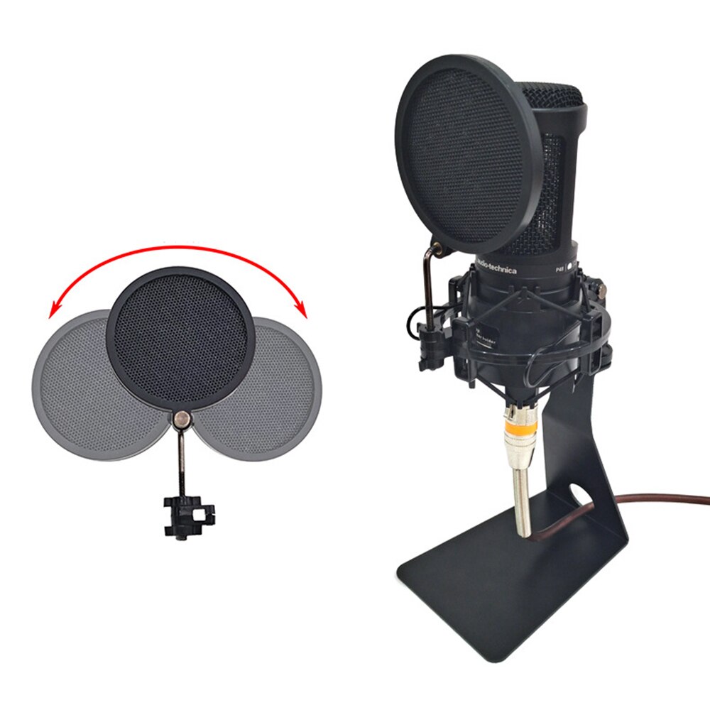 Pop Filter Microphone Easy On Clasp Shield Delivers Perfectly Optimized Voice Clarity Metal Double Mesh Windscreen Filter Mask