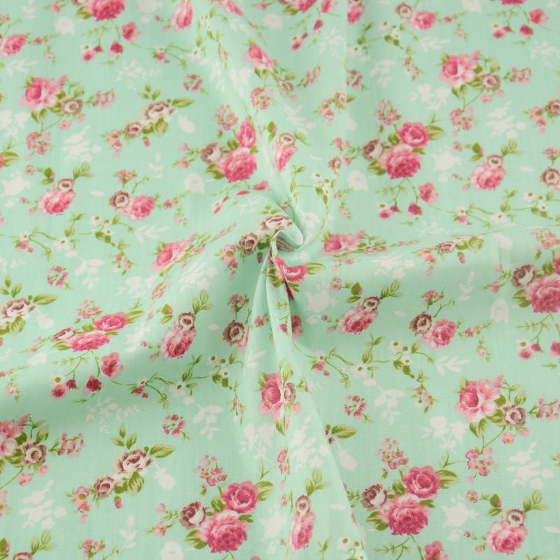 50cmx160cm/piece pretty light green flower cotton fabric home textile tilda patchwork quilting clothing dress sewing bedding