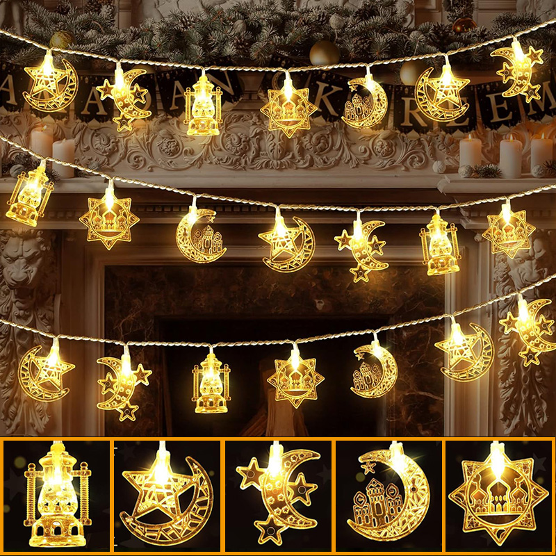 1-10M Led Lichterketten mond stern lampe Eid Mond Stern dekoration Hängen String licht leuchtende Sterne Mond ramadan hause dekoration