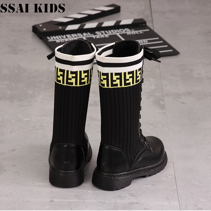 SSAI freundlicher frühling herbst neue freundlicher elastische socken schuhe Baby Mitte-rohr stiefel mädchen prinzessin stiefel mädchen schuhe