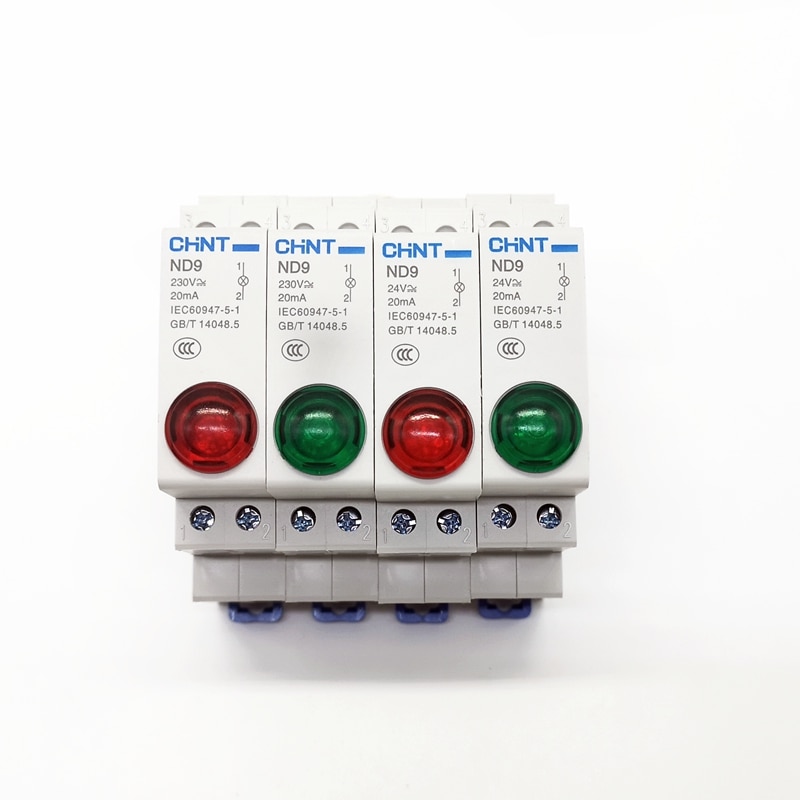 CHINTCHINT DIN Rail Mount Indicator Light ND9 Series LED Lamp AC DC230V 24V