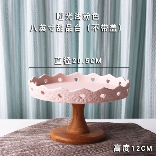 Frugtbakke keramik høj frugtskål dessertbordbakke displaystand kagebakke kagehylde juledekoration cupcake: E