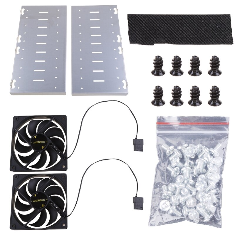 Gabbia per disco rigido 10 alloggiamenti HDD Array Classic HDD staffa impilabile con 4. Ventole da 72 pollici staffa SSD alluminio antiruggine