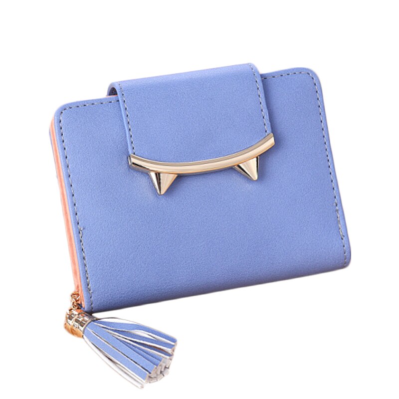 Cute Mini Wallets Women Magnetic Buckle Short Wallet Credit Card Holder Clutch Tassel Purse With Zipper Coin Pocket A2