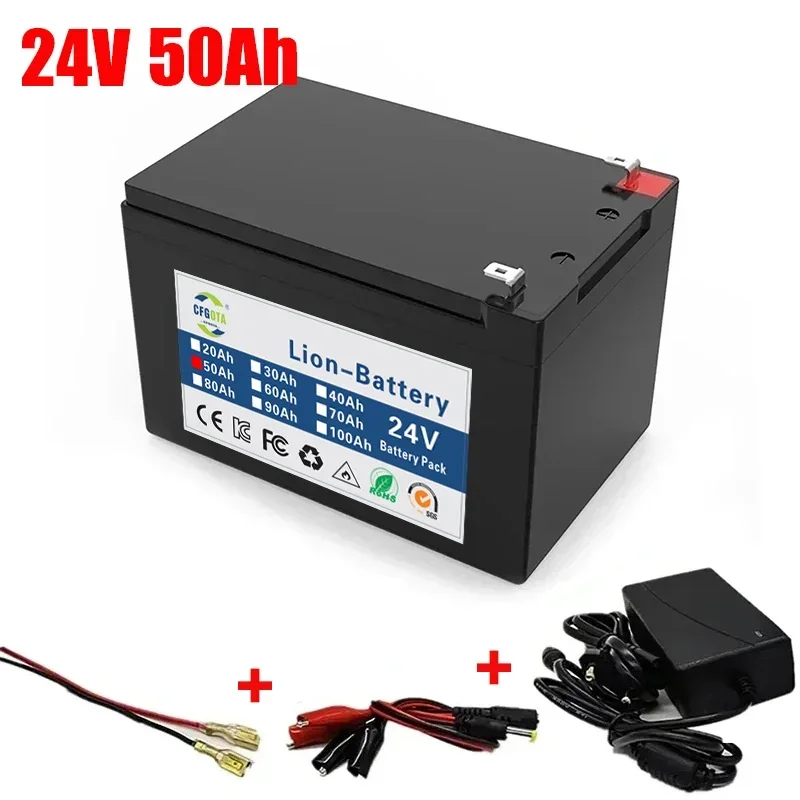 24V Batterie 80Ah 25,2 Lithium Batterie Pack wiederauf ladbare Batterie für Solarenergie Elektro fahrzeug Batterie 2. 7 v2a Ladegerät: Lila