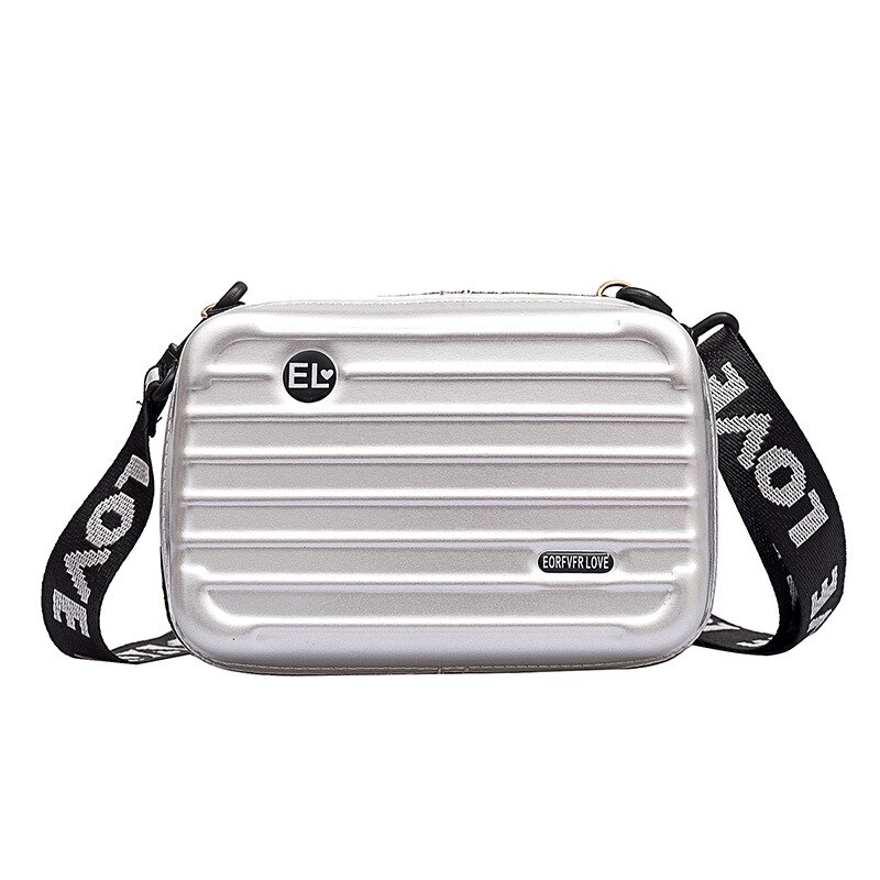 12 farben Frauen Mini Koffer bilden Umhängetasche Schulter Tasche mit Breiten knapp Band: Silber-