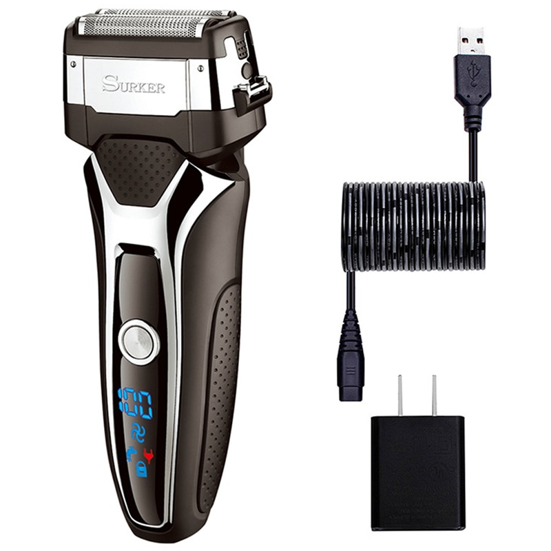 Mejores OFERTAS Surker Rscx-9008 Men'S con pantalla Digital Lcd 3D hoja flotante eléctrica afeitadora turbochargeab