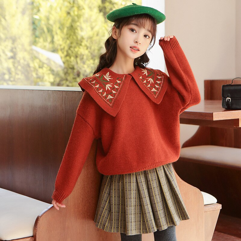 YourSeason da 6 a 16 anni bambini e ragazze adolescenti maglione con collo a padella retrò ragazza carina maglioni lavorati a maglia floreali stile principessa