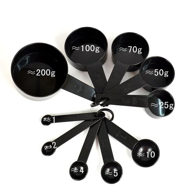 5/10pcs Kitchen Tools Measuring Spoons Set Teaspoon Coffee Sugar Scoop Cake Baking Measuring Cups Kitchen Cooking Baking Tools: Black-10Pcs