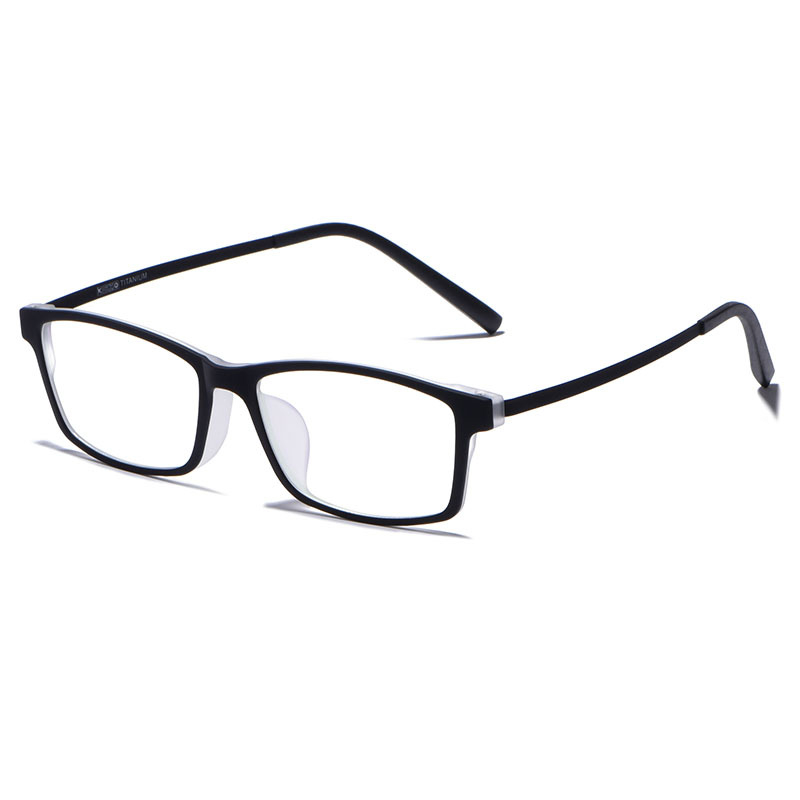 KatKani – lunettes de vue Ultra légères TR90 pour hommes, monture en alliage Super élastique, plein cadre, lunettes de Prescription optique, 2097-1: Black White