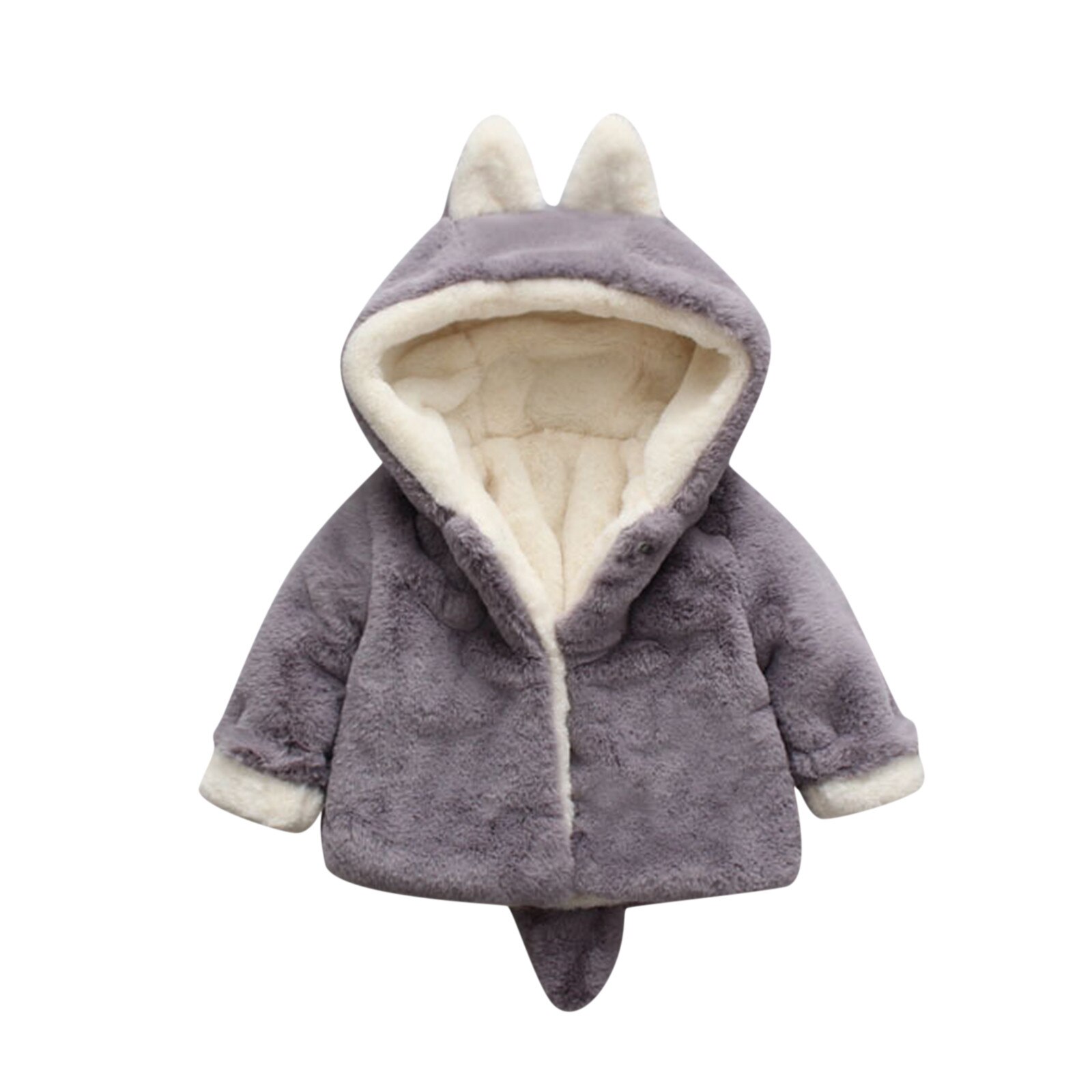 Baby Meisjes Jas Peuter Baby Jongens Meisjes Fleece Winddicht Winterjas Bind Capuchon Uitloper Jas Voor Jongens Jas Kleding: Gray  / 6-12 Months