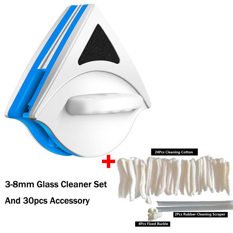 Dobbeltsidet magnetisk vinduespudser børste glasrengøring husholdningsvaskvinduer viskermagnetglasrensere til vask af vinduer: 3mm-8mm og gave