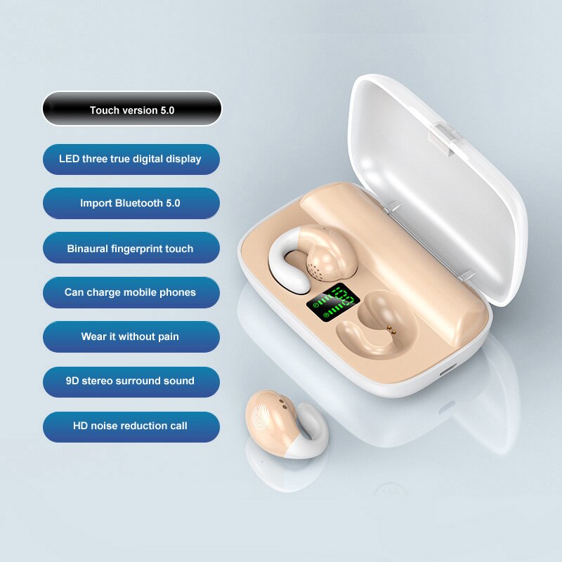 S19 Conduzione Ossea Auricolare Bluetooth Indolore Indossare Auricolari Appeso Semi In Ear Auricolare 2200 MAh Accumulatori E Caricabatterie Di Riserva Auricolari Sport: complexion