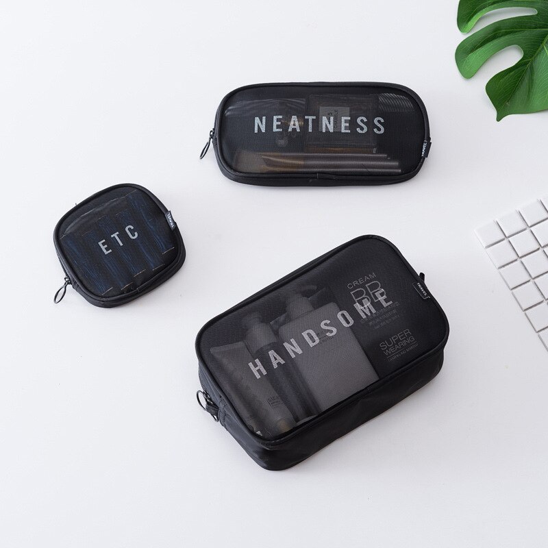 Vrouwen reizen kleine grote cosmetische tas set make-up mesh toilettassen mannen was organizer etui case nodig vrouw