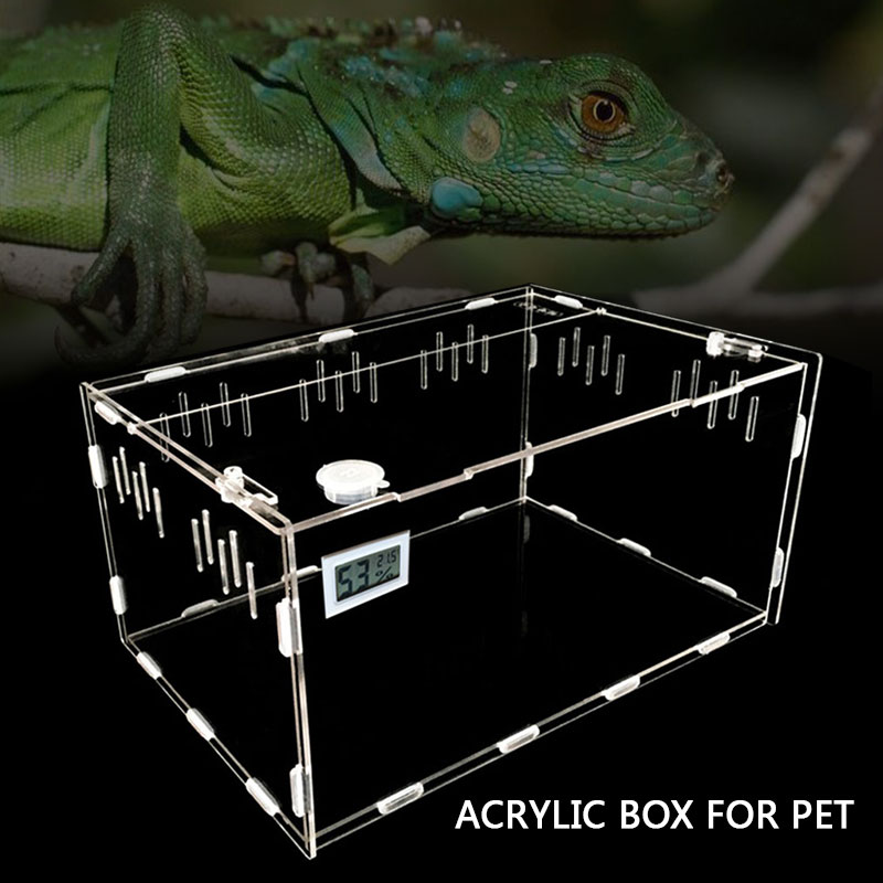 Terrario para reptiles transparente de 30x20x15cm, caja portátil para decoración del hogar, suministros para mascotas, duradero y práctico