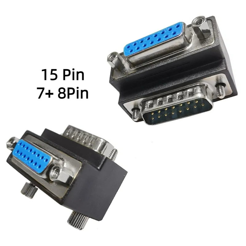 Db15 adaptador Vga15 P de 90 grados, conector recubierto de níquel D Sub15, ángulo recto, macho a hembra, Vga, adaptador de 15 Pines, convertidor de acoplador