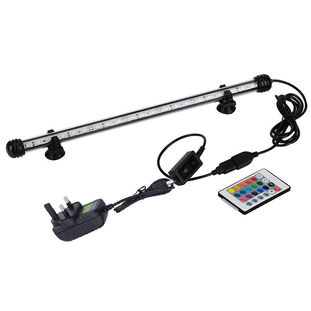 Aquarium Dimmable RGB Light Waterproof Underwear Bar Lamp Remote Control Aquarium Atmosphere Light: 38cm EU Plug
